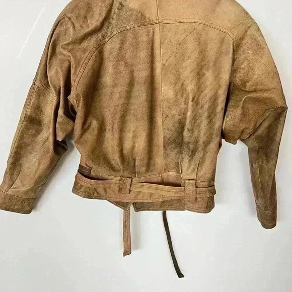 Winlit Leather Belted VTG Jacket with Shoulder Pads - Picture 8 of 13